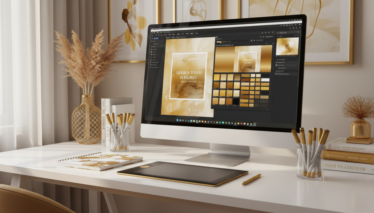 cor dourada no canva